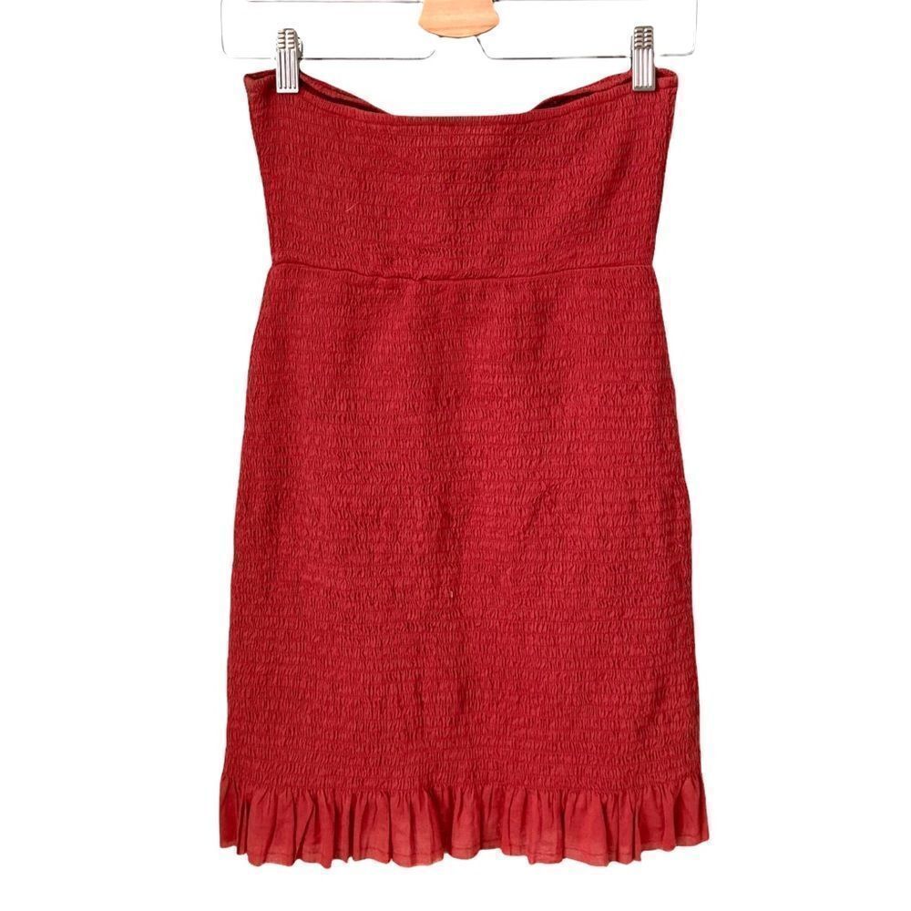 Free People Intimately Shirred Smocked Mini Halter Dress in Rust Orange Size S - Picture 7 of 13